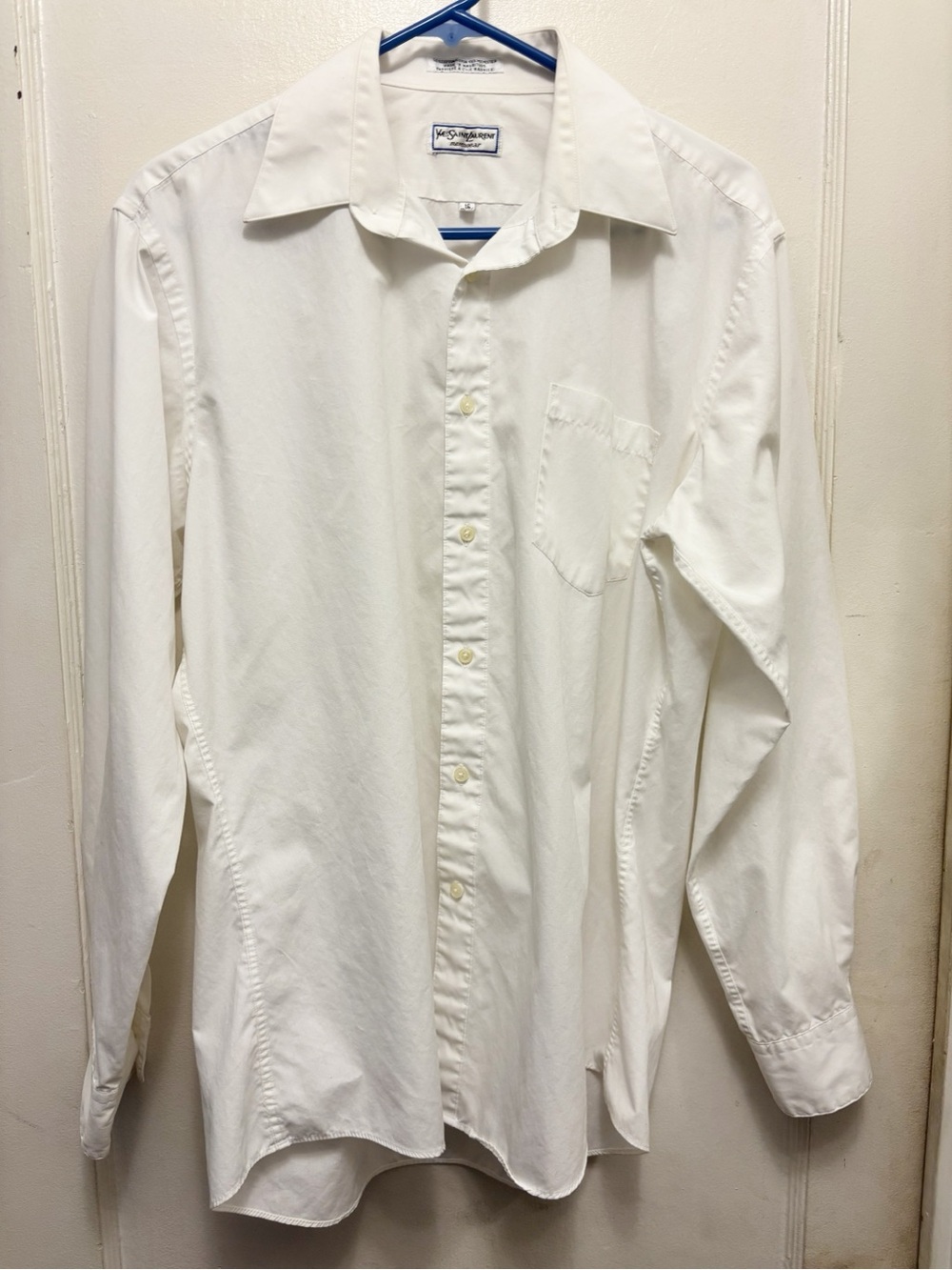 YSL Menswear White Long-sleeve Dress Shirt Size 34-35